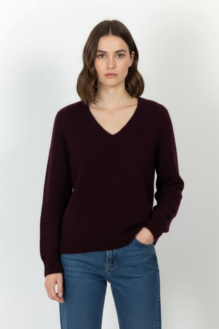 Pull Col V Bordeaux - Taille S/36 de la marque Ekyog | PARAD102220 - Vendu par Paradigme - Image 1