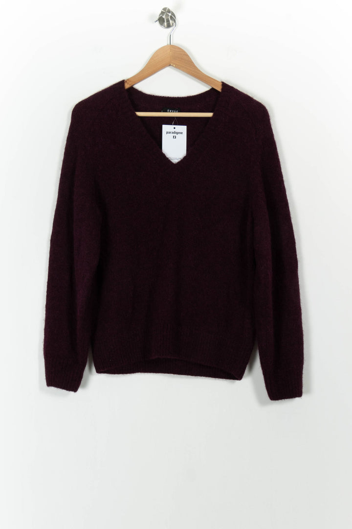 Pull Col V Bordeaux - Taille S/36 de la marque Ekyog | PARAD102220 - Vendu par Paradigme - Image 2
