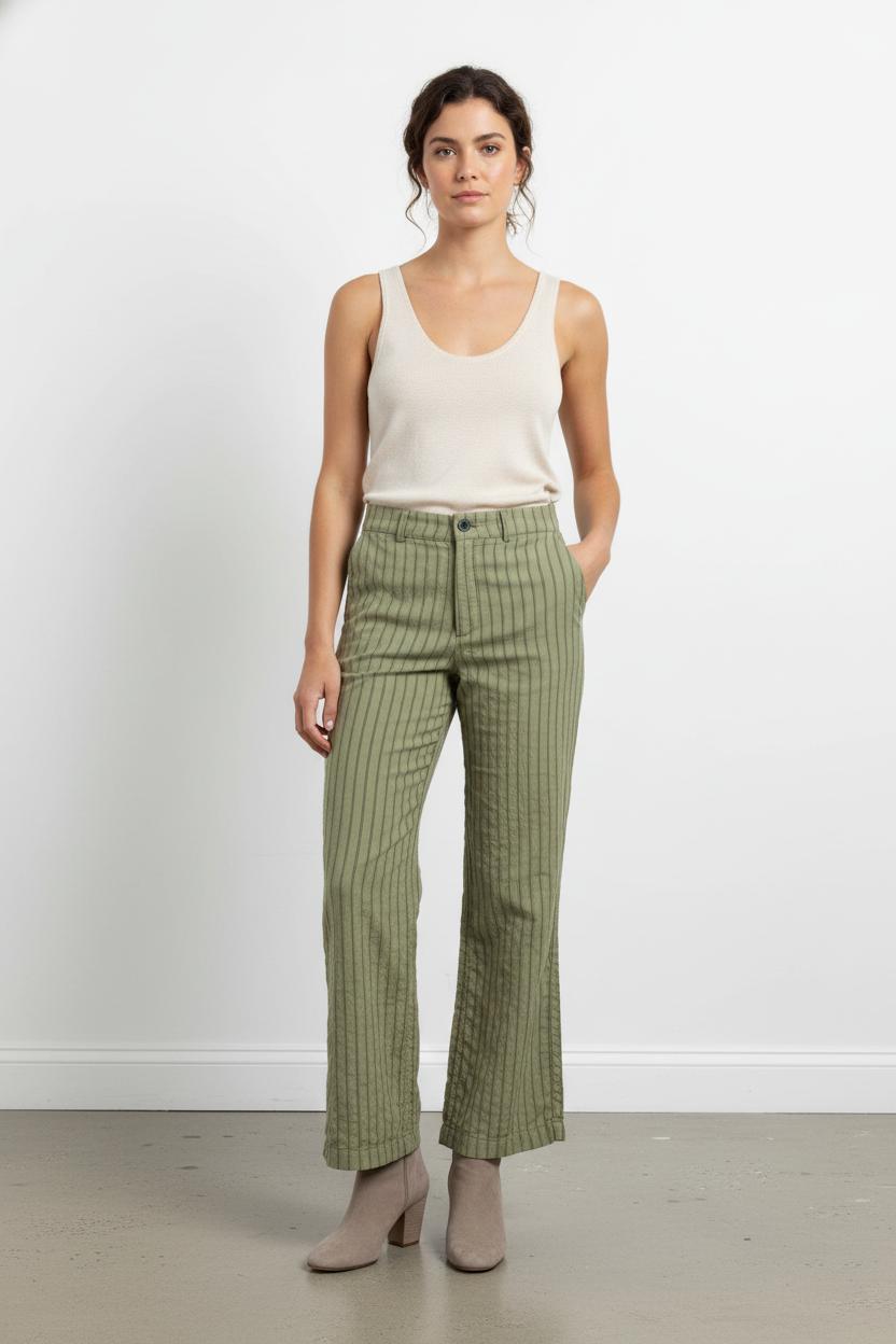 Pantalon Vert à Rayures - Taille S/36 de la marque Emile & Ida | PARAD102223 - Vendu par Paradigme - Image 1