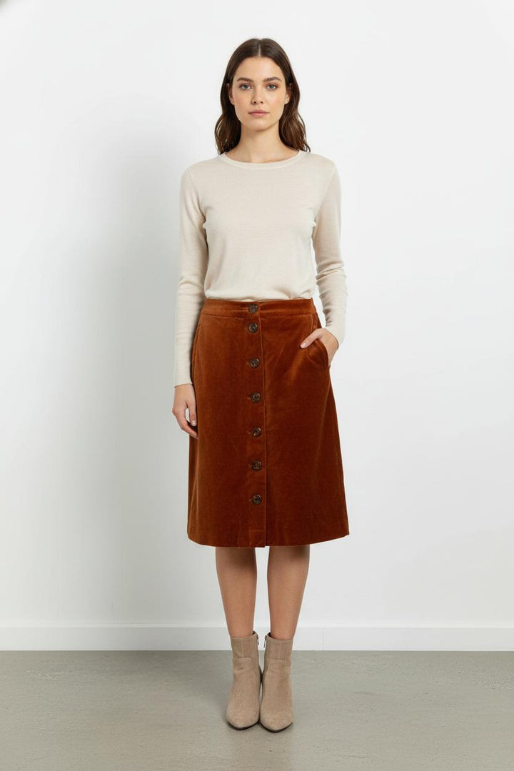 Jupe Boutonnée Marron - Taille M/38 de la marque Maison 123 | PARAD102251 - Vendu par Paradigme - Image 1