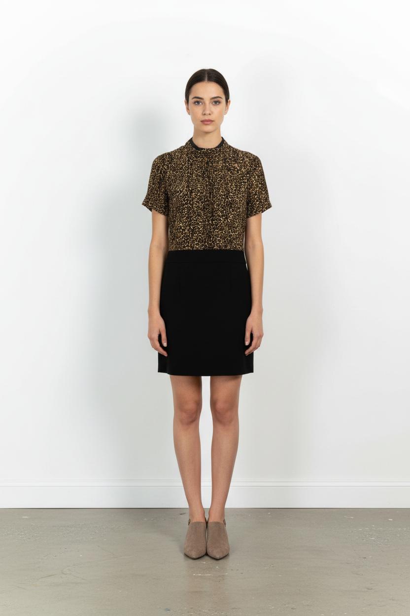 Robe Courte Noire et Léopard - Taille S/36 de la marque The Kooples | PARAD102256 - Vendu par Paradigme - Image 1