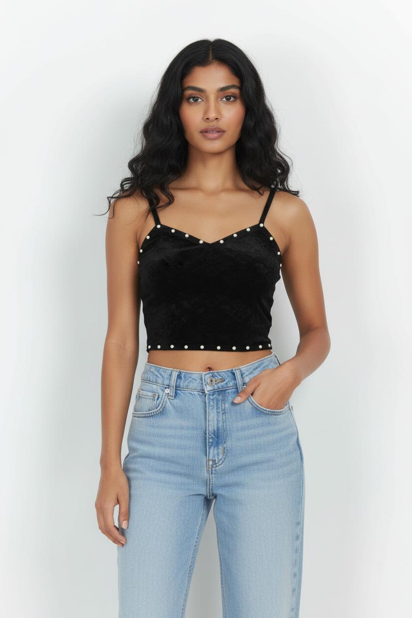 Crop top noir - Taille S/36 de la marque Sandro | PARAD102258 - Vendu par Paradigme - Image 1