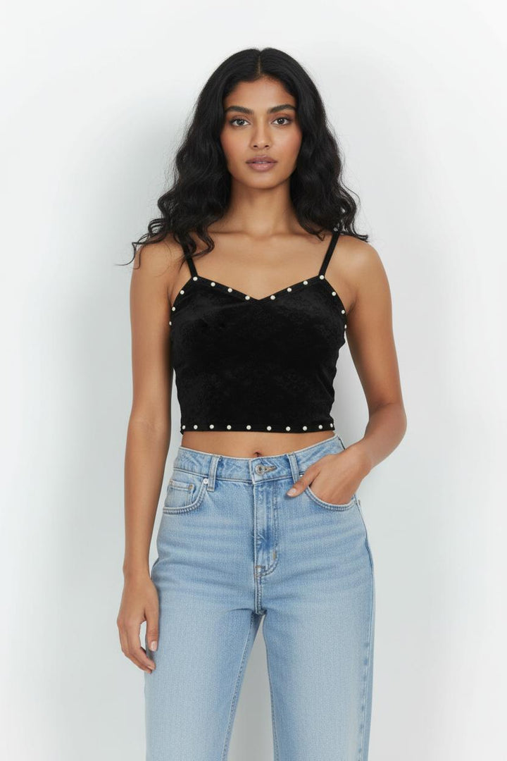 Crop top noir - Taille S/36 de la marque Sandro | PARAD102258 - Vendu par Paradigme - Image 1