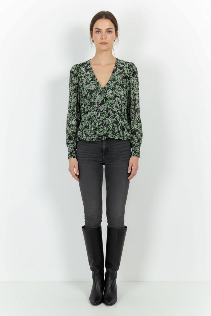 Blouse Verte et Noire - Taille XS/34 de la marque Bérénice | PARAD102259 - Vendu par Paradigme - Image 1