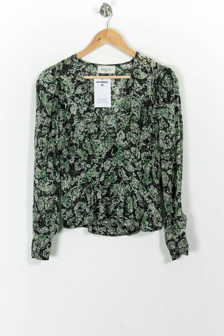 Blouse Verte et Noire - Taille XS/34 de la marque Bérénice | PARAD102259 - Vendu par Paradigme - Image 2
