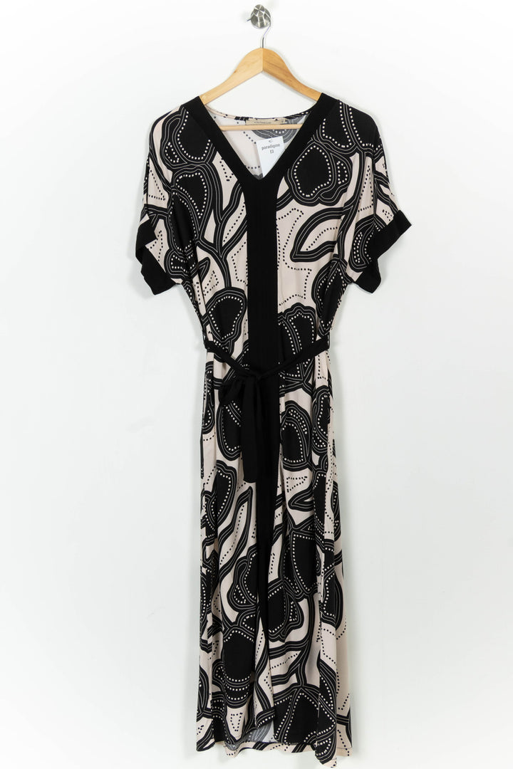 Robe Longue Noire et Beige - Taille L/40 de la marque La Fée Maraboutée | PARAD102260 - Vendu par Paradigme - Image 2