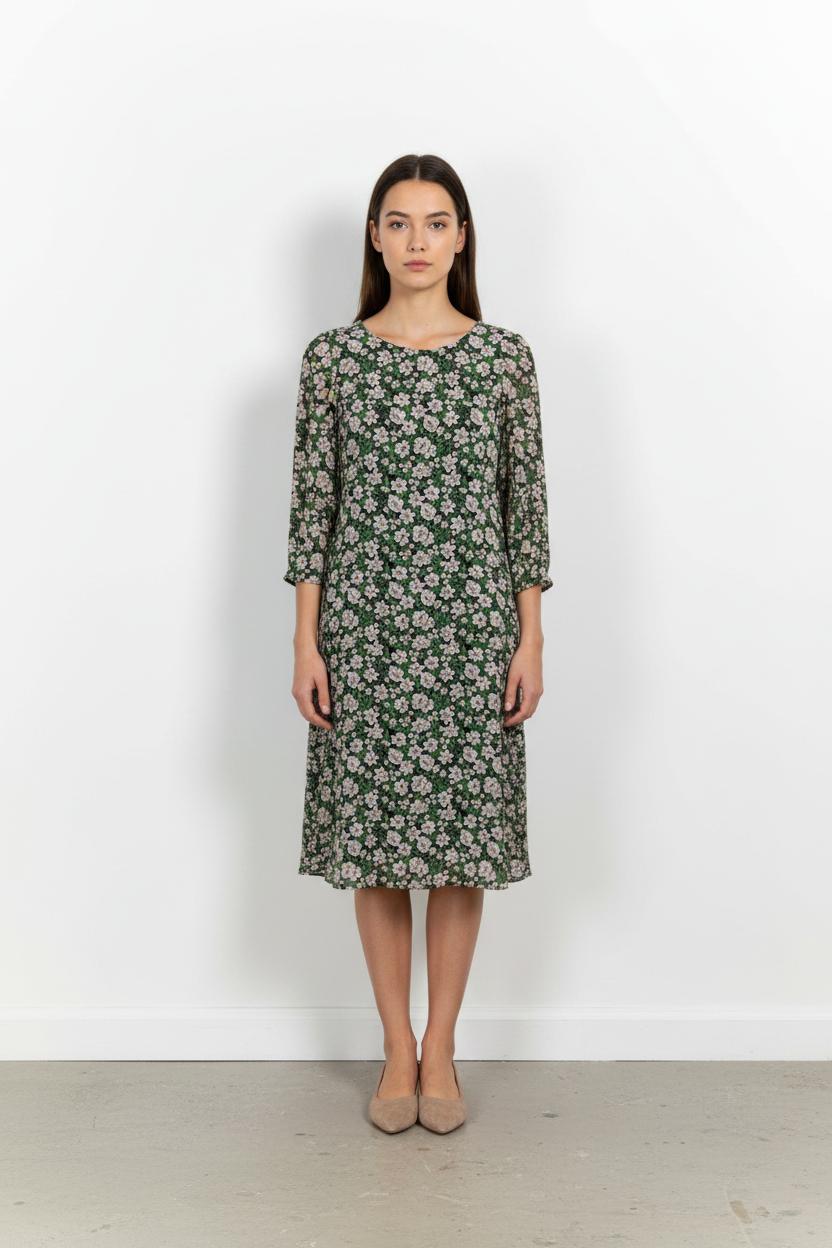 Robe Fleurie Verte et Blanche - Taille M/38 de la marque Claudie Pierlot | PARAD102262 - Vendu par Paradigme - Image 1