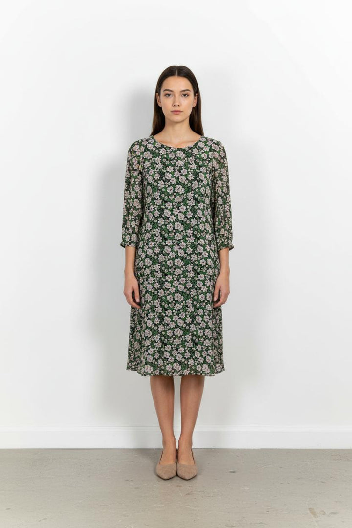 Robe Fleurie Verte et Blanche - Taille M/38 de la marque Claudie Pierlot | PARAD102262 - Vendu par Paradigme - Image 1