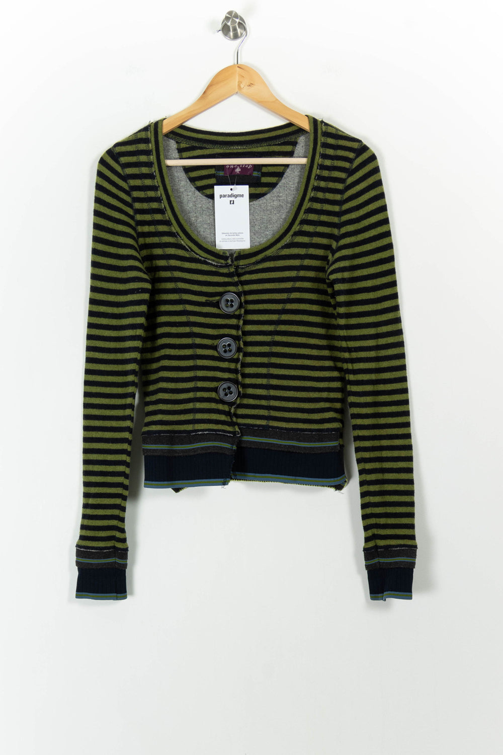 Cardigan Vert et Noir - Taille L/40 de la marque One Step | PARAD102293 - Vendu par Paradigme - Image 2