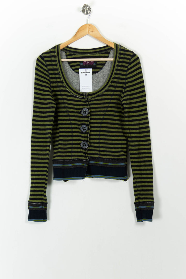 Cardigan Vert et Noir - Taille L/40 de la marque One Step | PARAD102293 - Vendu par Paradigme - Image 2