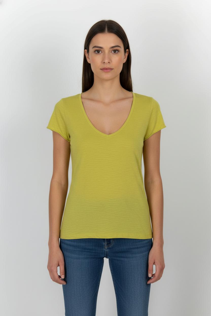 Tee-shirt Jaune - Taille S/36 de la marque American Vintage | PARAD102297 - Vendu par Paradigme - Image 1