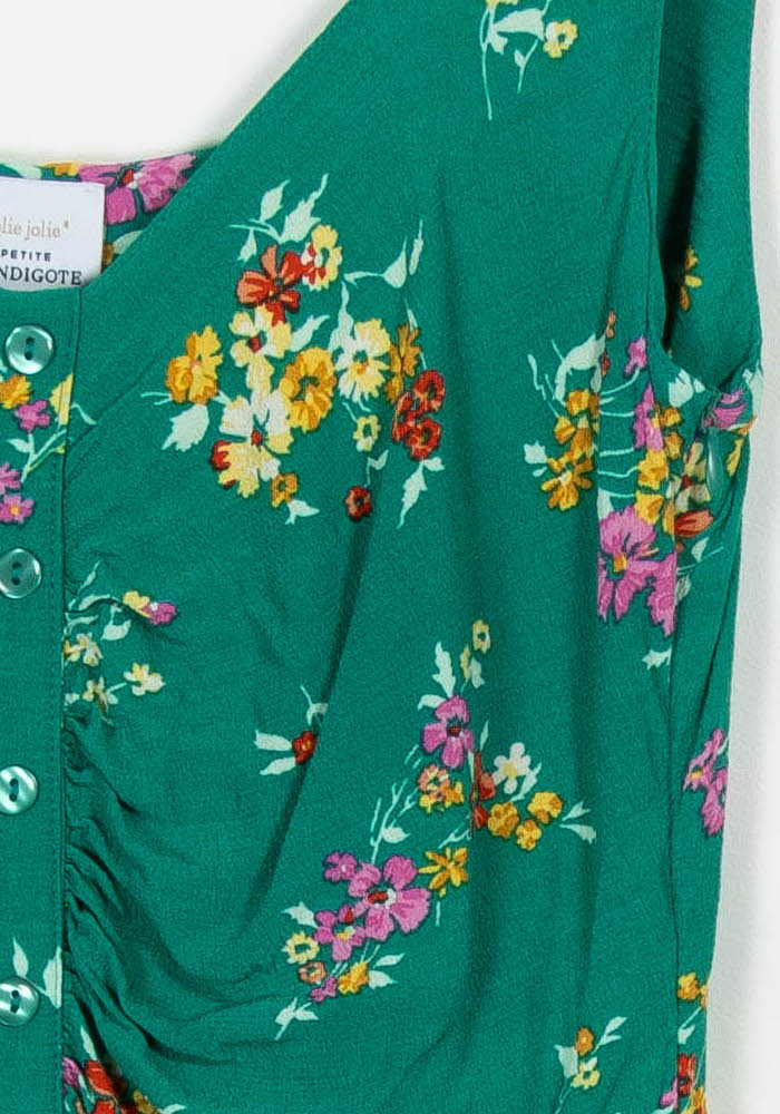 Robe Longue Verte à Fleurs - Taille L/40 de la marque Petite Mendigote | PARAD102302 - Vendu par Paradigme - Image 3