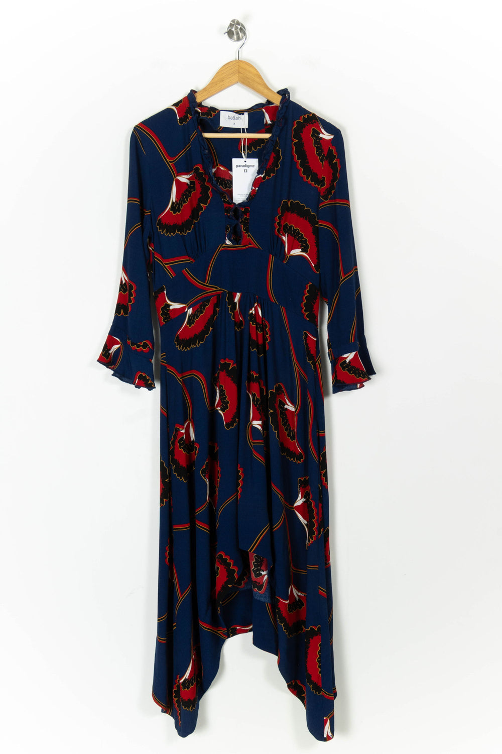 Robe Longue Bleue et Rouge - Taille L/40 de la marque ba&sh | PARAD102305 - Vendu par Paradigme - Image 2