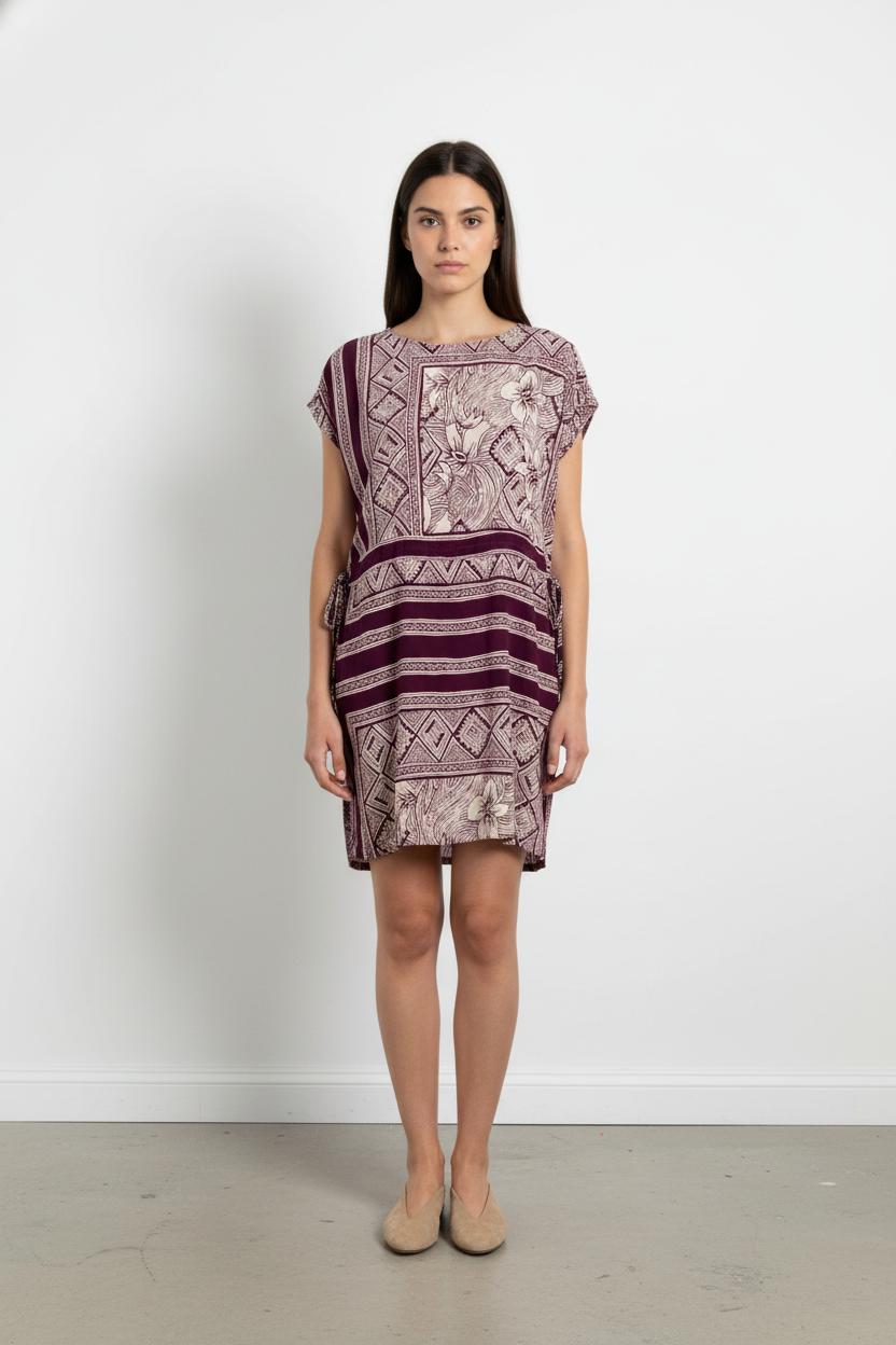 Robe Droite Violette et Beige - Taille XL/42 de la marque La Fée Maraboutée | PARAD102317 - Vendu par Paradigme - Image 1