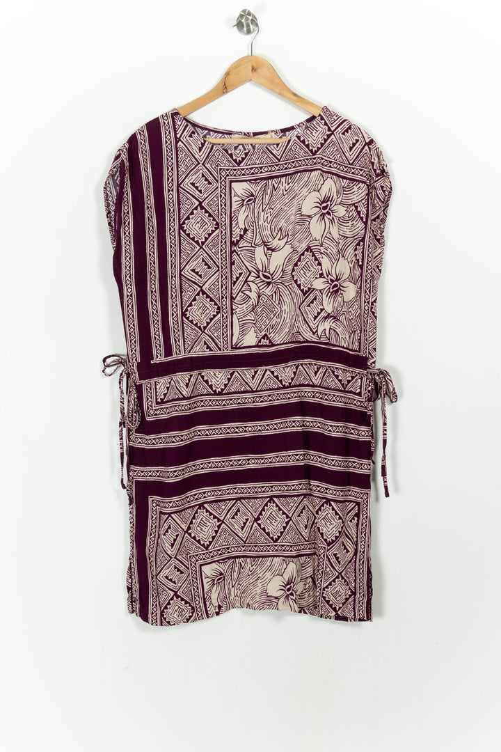 Robe Droite Violette et Beige - Taille XL/42 de la marque La Fée Maraboutée | PARAD102317 - Vendu par Paradigme - Image 2