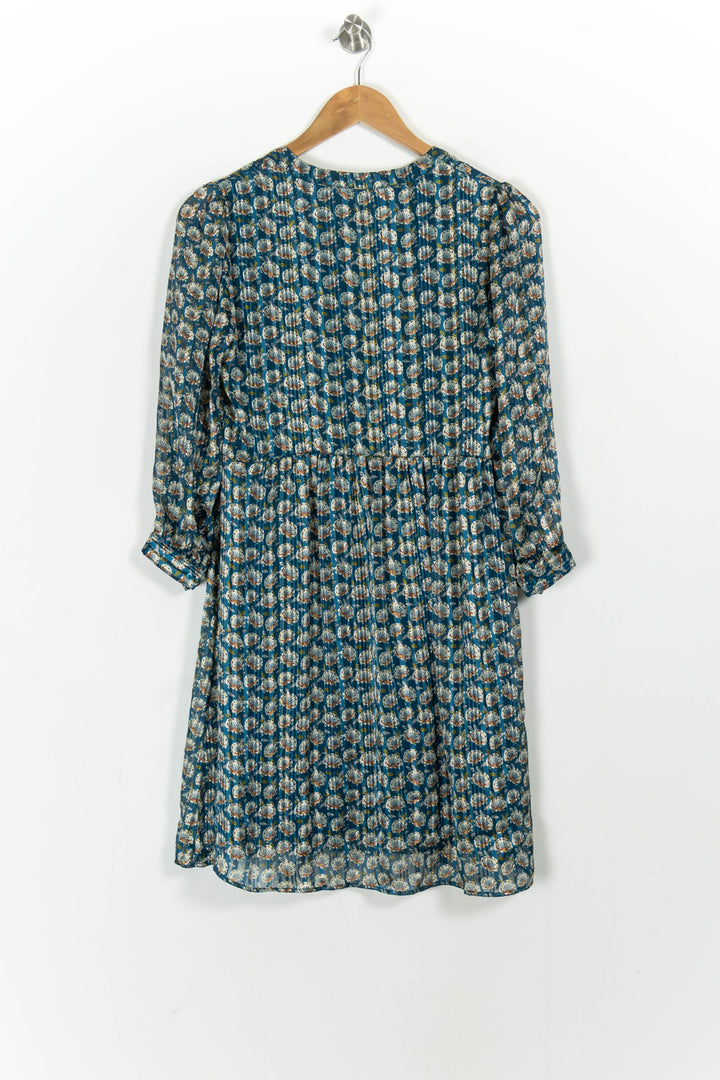 Robe Courte Bleue et Beige - Taille XS/34 de la marque Maison 123 | PARAD102333 - Vendu par Paradigme - Image 4