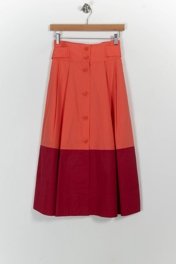 Jupe Midi Rouge et Corail - Taille XS/34 de la marque Tara Jarmon | PARAD102336 - Vendu par Paradigme - Image 2