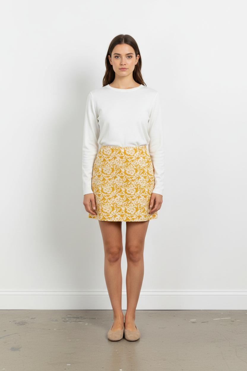 Jupe Courte Jaune et Blanche - Taille XS/34 de la marque Soeur | PARAD102338 - Vendu par Paradigme - Image 1