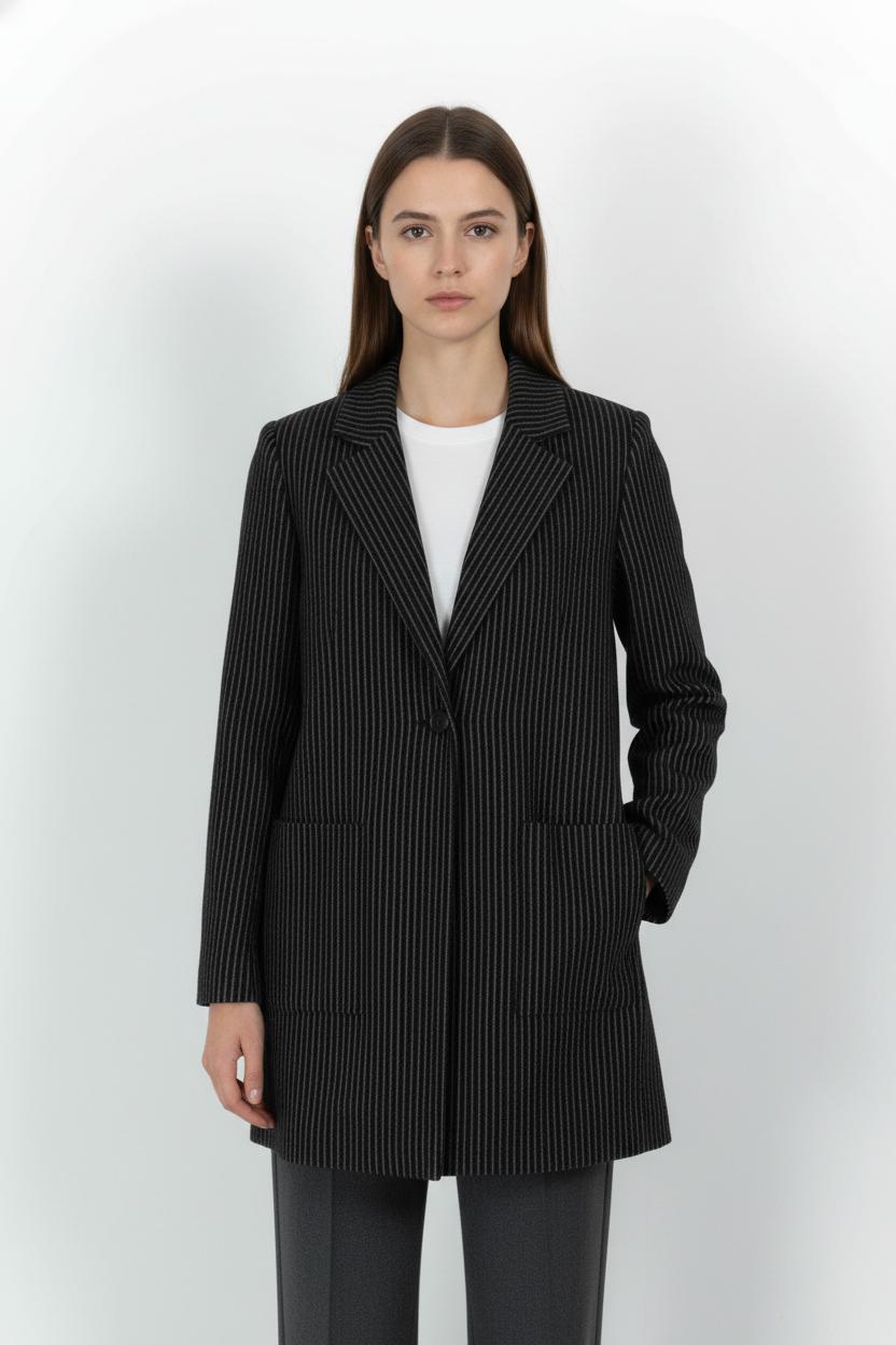 Blazer Gris à Rayures - Taille S/36 de la marque Chloé Stora | PARAD102367 - Vendu par Paradigme - Image 1