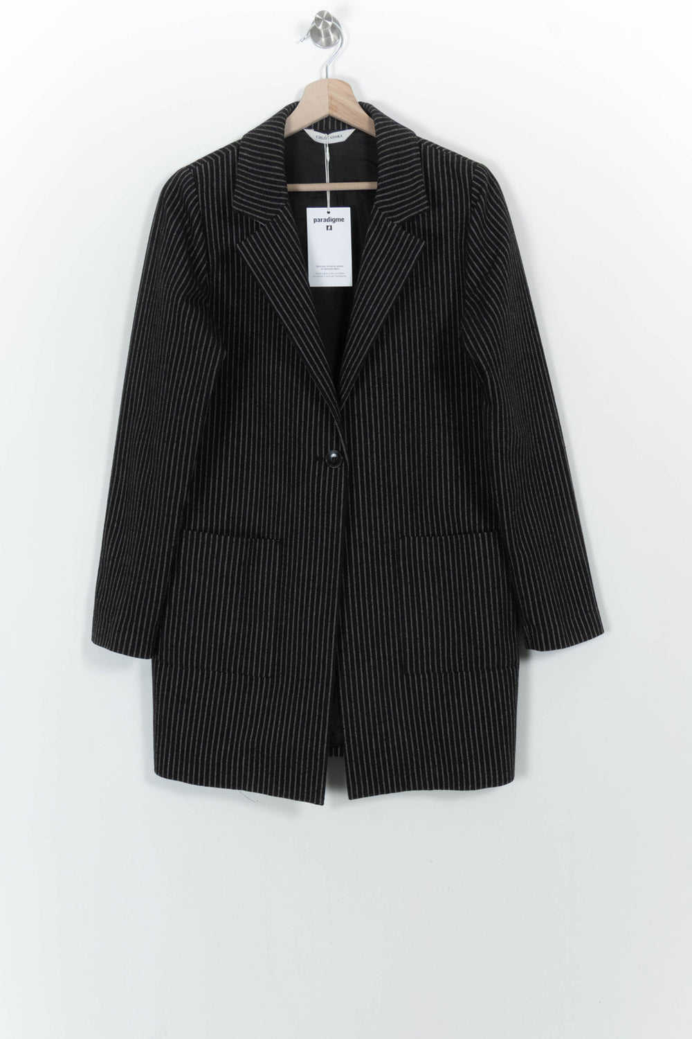 Blazer Gris à Rayures - Taille S/36 de la marque Chloé Stora | PARAD102367 - Vendu par Paradigme - Image 2