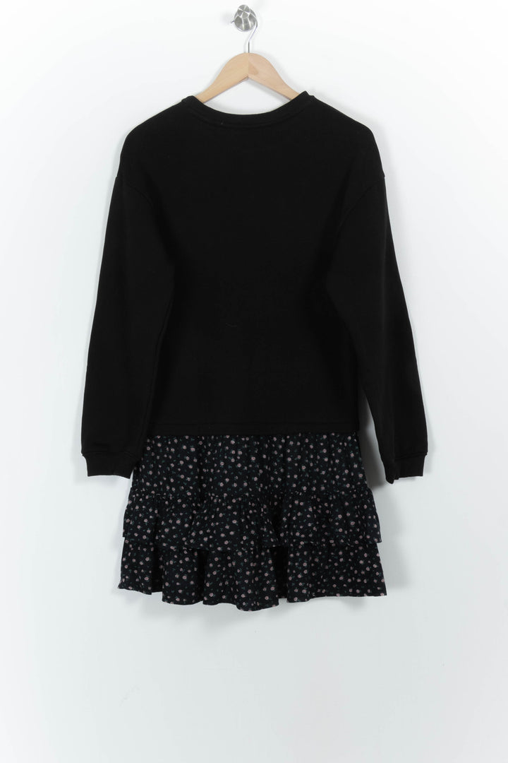 Robe Sweat Noire et Fleurie - Taille M/38 de la marque IKKS | PARAD102372 - Vendu par Paradigme - Image 4