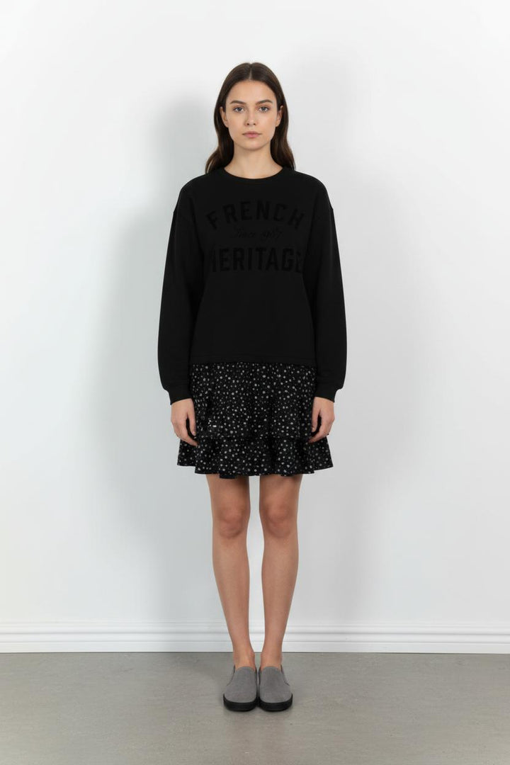 Robe Sweat Noire et Fleurie - Taille M/38 de la marque IKKS | PARAD102372 - Vendu par Paradigme - Image 1