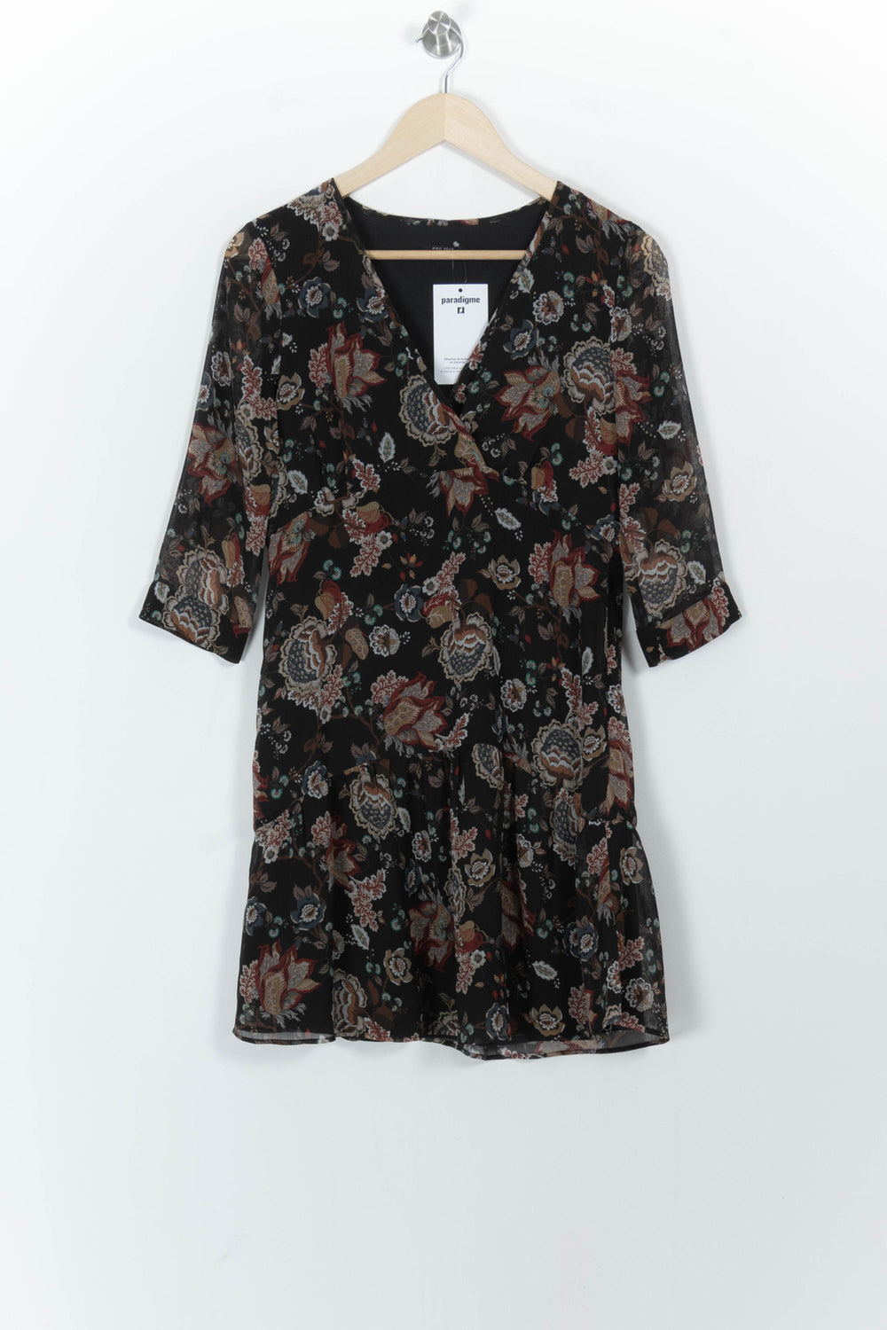 Robe Fleurie Noire et Rouge - Taille XS/34 de la marque One Step | PARAD102382 - Vendu par Paradigme - Image 2