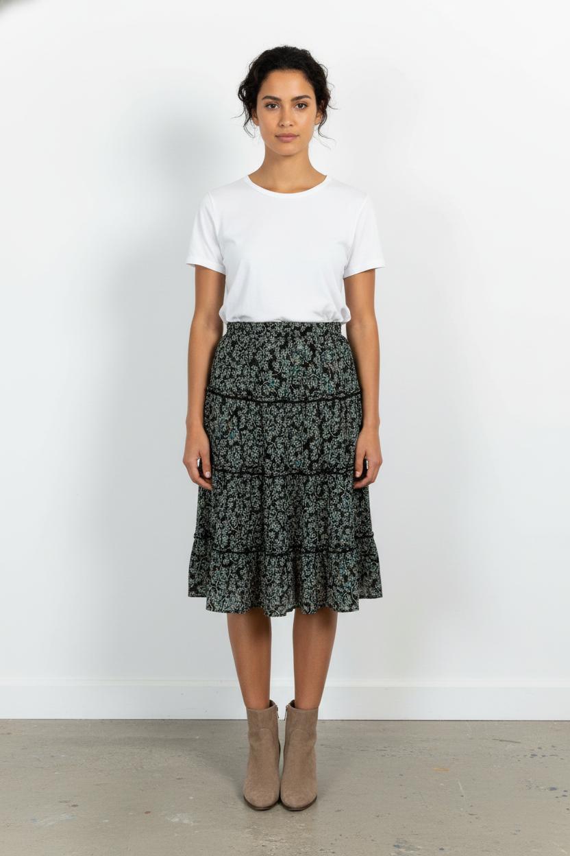 Jupe Midi Noire et Verte - Taille S/36 de la marque Maison 123 | PARAD102386 - Vendu par Paradigme - Image 1