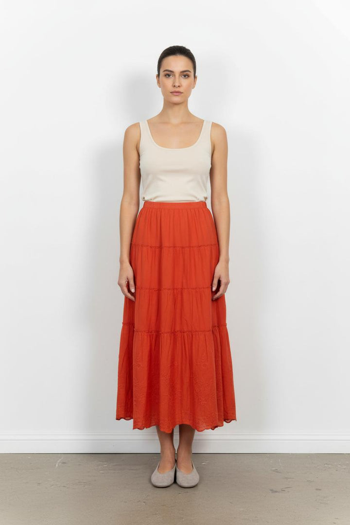 Jupe Longue Rouge - Taille S/36 de la marque Caroll | PARAD102406 - Vendu par Paradigme - Image 1