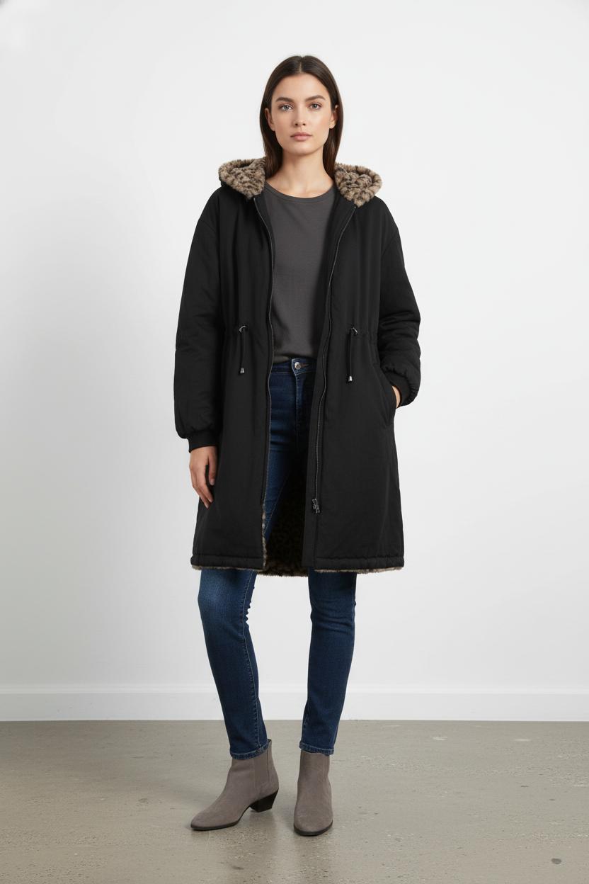 Parka Noire et Beige - Taille L/40 de la marque La Fée Maraboutée | PARAD102435 - Vendu par Paradigme - Image 1
