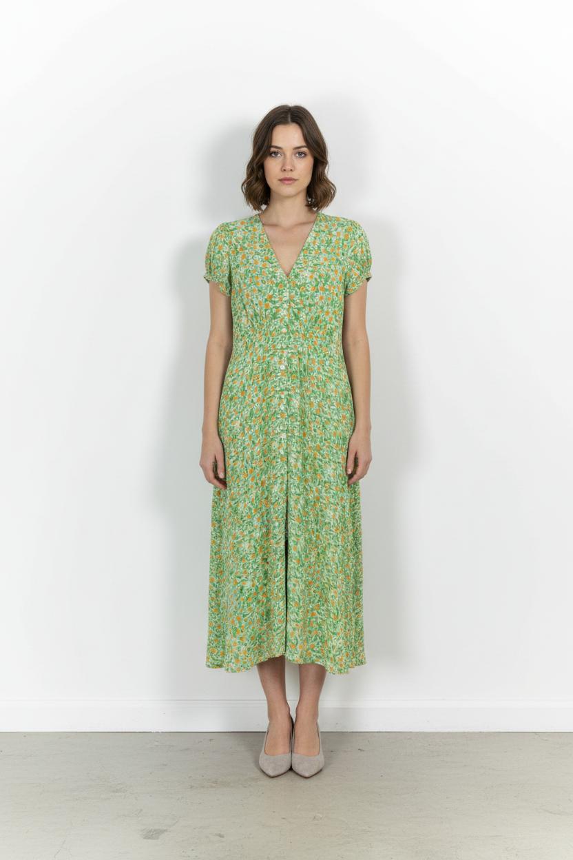 Robe Midi Verte et Jaune - Taille M/38 de la marque Comptoir des Cotonniers | PARAD102438 - Vendu par Paradigme - Image 1