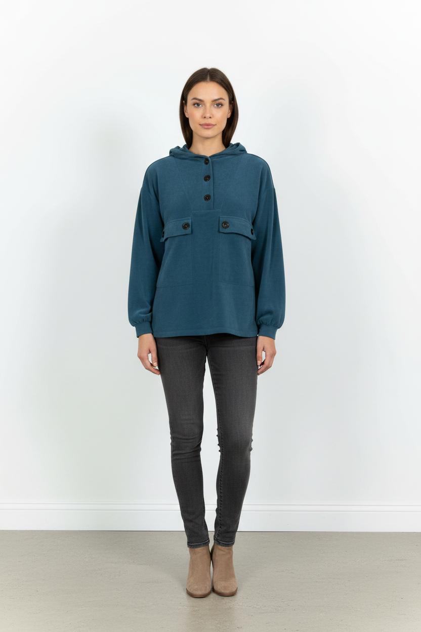 Sweat à Capuche Bleu - Taille L/40 de la marque Maison 123 | PARAD102440 - Vendu par Paradigme - Image 1