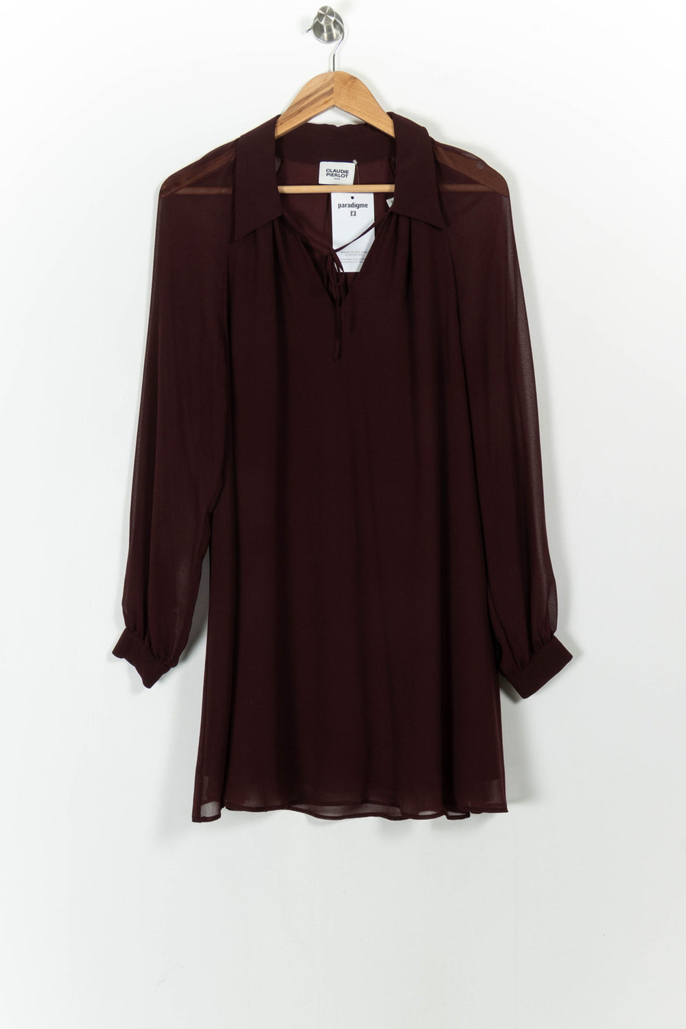 Robe Chemise Bordeaux - Taille S/36 de la marque Claudie Pierlot | PARAD102449 - Vendu par Paradigme - Image 2