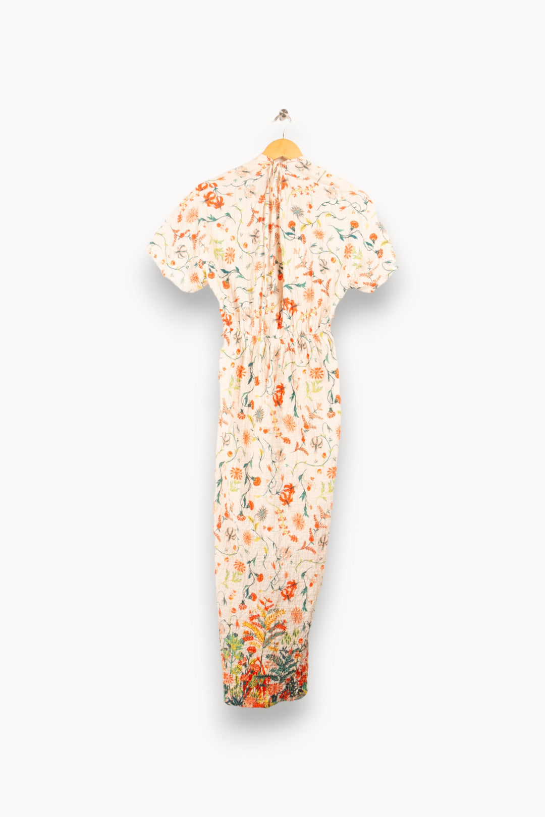 Robe longue en coton gaufré à imprimé fleuri - S/36