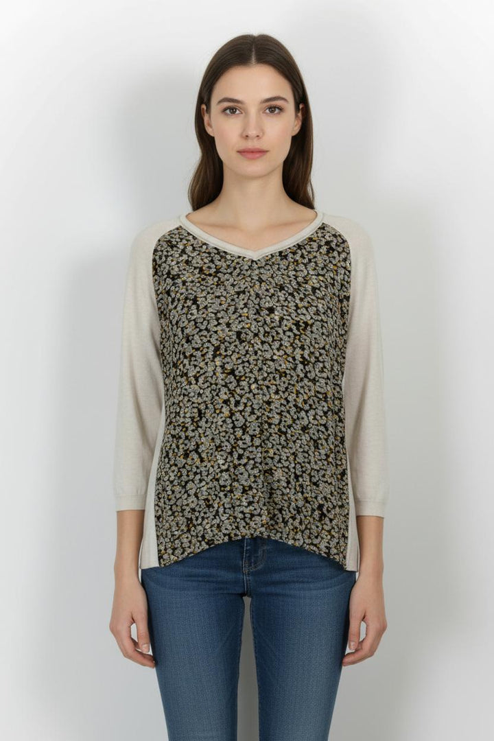 Pull Écru et Noir floral - Taille M/38 de la marque One Step | PARAD102473 - Vendu par Paradigme - Image 1