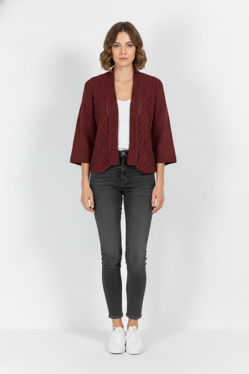 Gilet Bordeaux - Taille S/36 de la marque La Fée Maraboutée | PARAD102479 - Vendu par Paradigme - Image 1