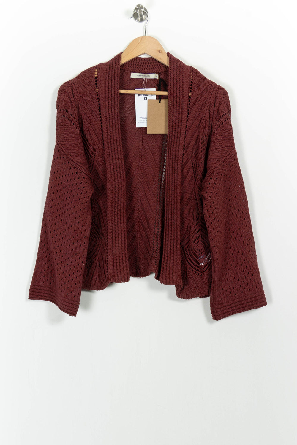 Gilet Bordeaux - Taille S/36 de la marque La Fée Maraboutée | PARAD102479 - Vendu par Paradigme - Image 2