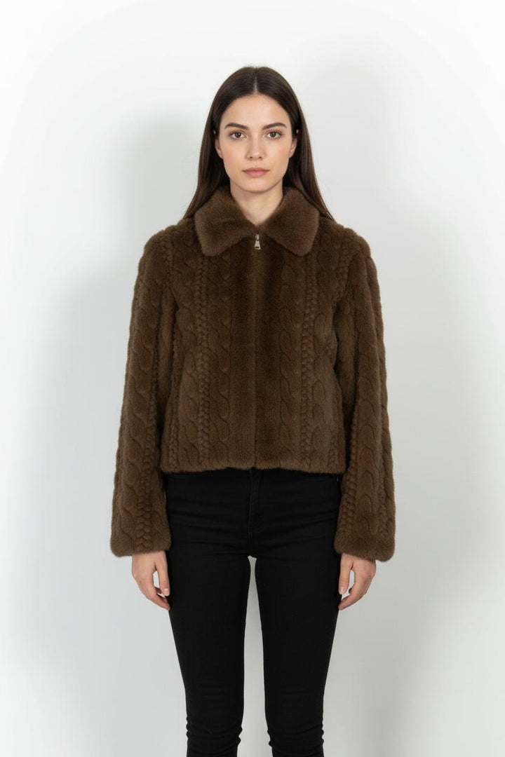 Veste en Fourrure Marron - Taille XS/34 de la marque La Fée Maraboutée | PARAD102480 - Vendu par Paradigme - Image 1