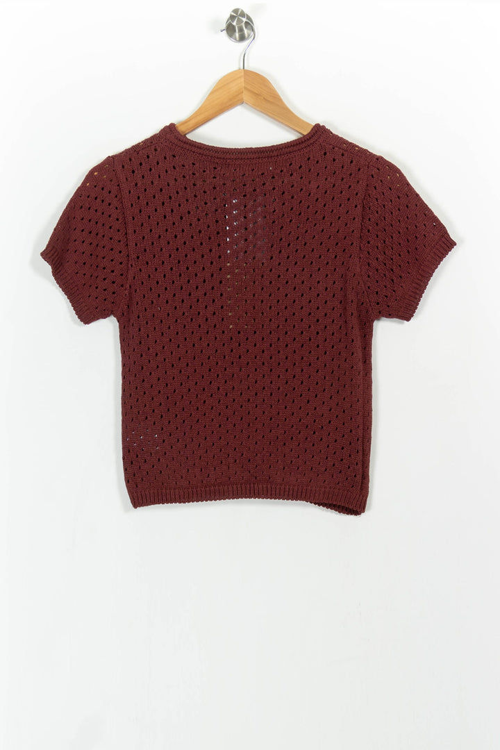 Pull Manches Courtes Bordeaux - Taille XS/34 de la marque La Fée Maraboutée | PARAD102489 - Vendu par Paradigme - Image 4