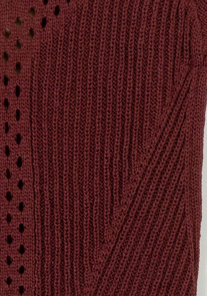 Pull Manches Courtes Bordeaux - Taille XS/34 de la marque La Fée Maraboutée | PARAD102489 - Vendu par Paradigme - Image 3