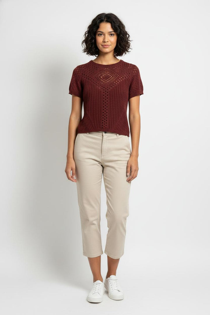 Pull Manches Courtes Bordeaux - Taille XS/34 de la marque La Fée Maraboutée | PARAD102489 - Vendu par Paradigme - Image 1