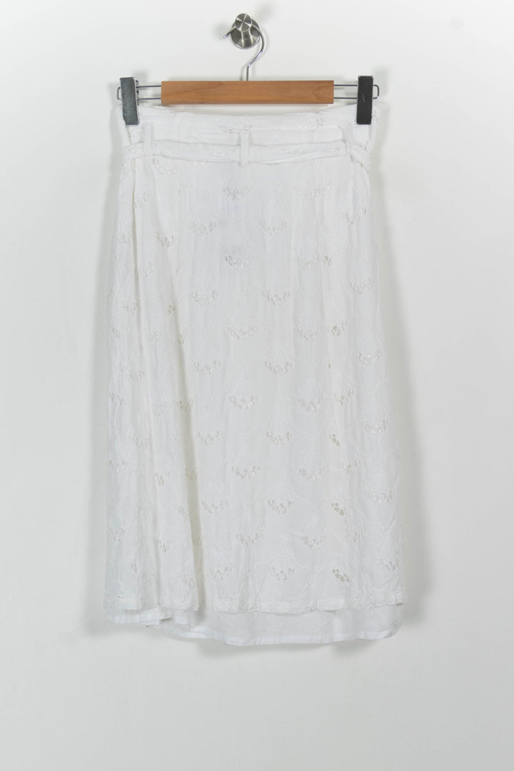 Jupe Brodée Blanche - Taille S/36 de la marque Sézane | PARAD102500 - Vendu par Paradigme - Image 4