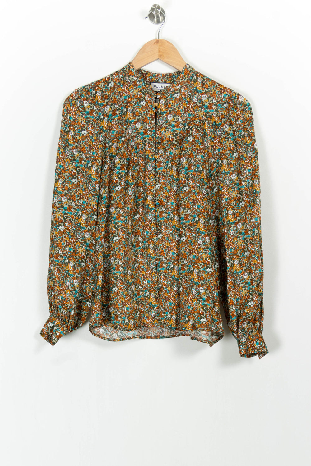 Blouse Fleurie Marron et Bleu - Taille XS/34 de la marque Paul & Joe | PARAD102501 - Vendu par Paradigme - Image 2