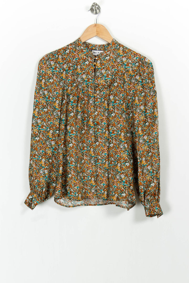 Blouse Fleurie Marron et Bleu - Taille XS/34 de la marque Paul & Joe | PARAD102501 - Vendu par Paradigme - Image 2