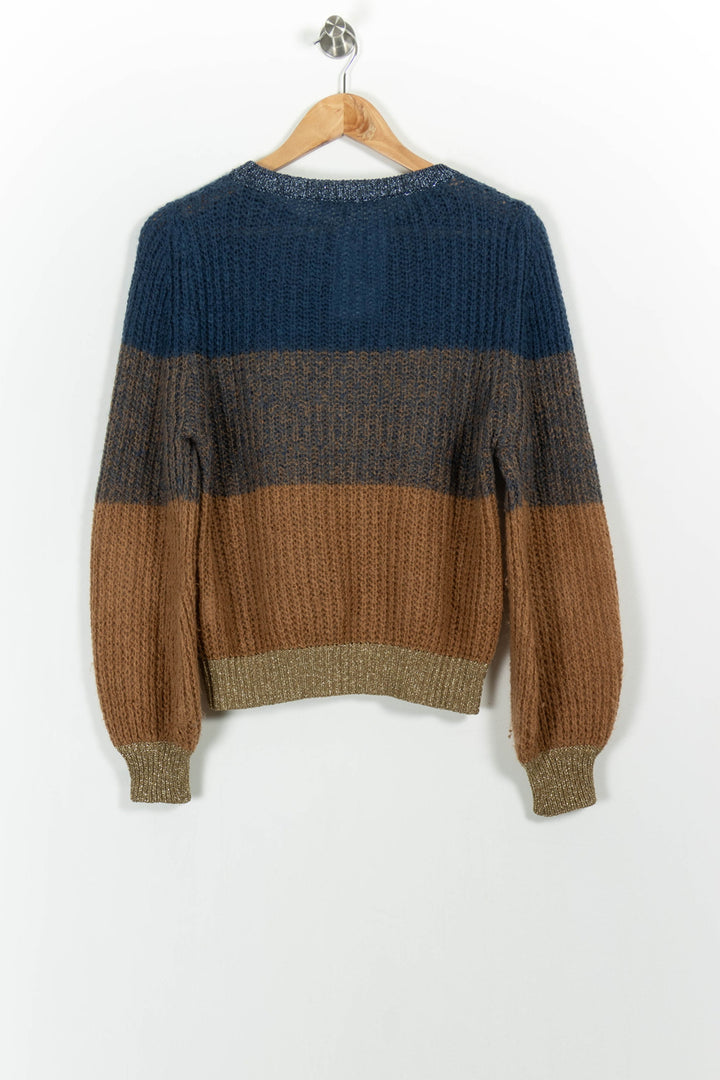 Pull Bleu et Marron - Taille S/36 de la marque La Fée Maraboutée | PARAD102513 - Vendu par Paradigme - Image 4