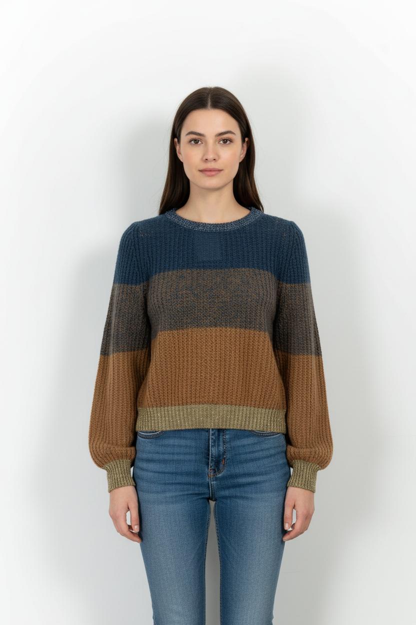 Pull Bleu et Marron - Taille S/36 de la marque La Fée Maraboutée | PARAD102513 - Vendu par Paradigme - Image 1