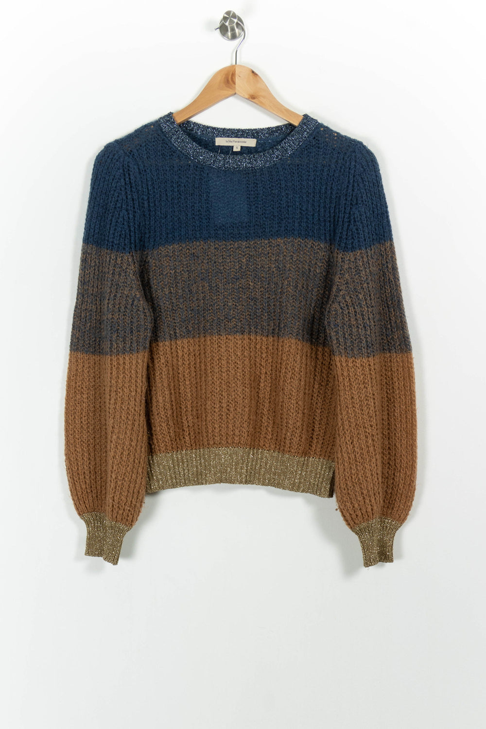 Pull Bleu et Marron - Taille S/36 de la marque La Fée Maraboutée | PARAD102513 - Vendu par Paradigme - Image 2