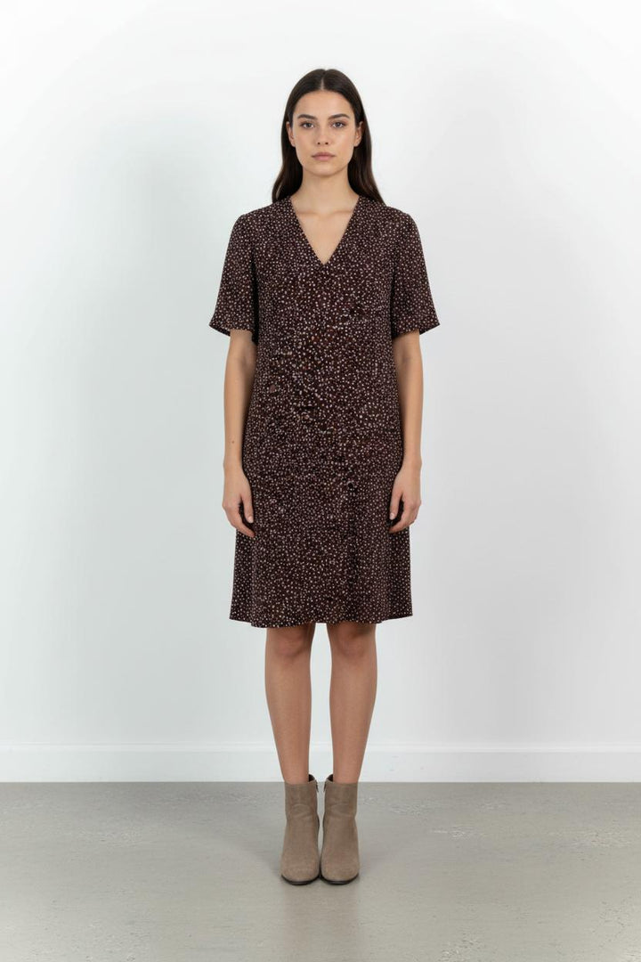 Robe Portefeuille Bordeaux et Blanc - Taille L/40 de la marque Sud express | PARAD102516 - Vendu par Paradigme - Image 1