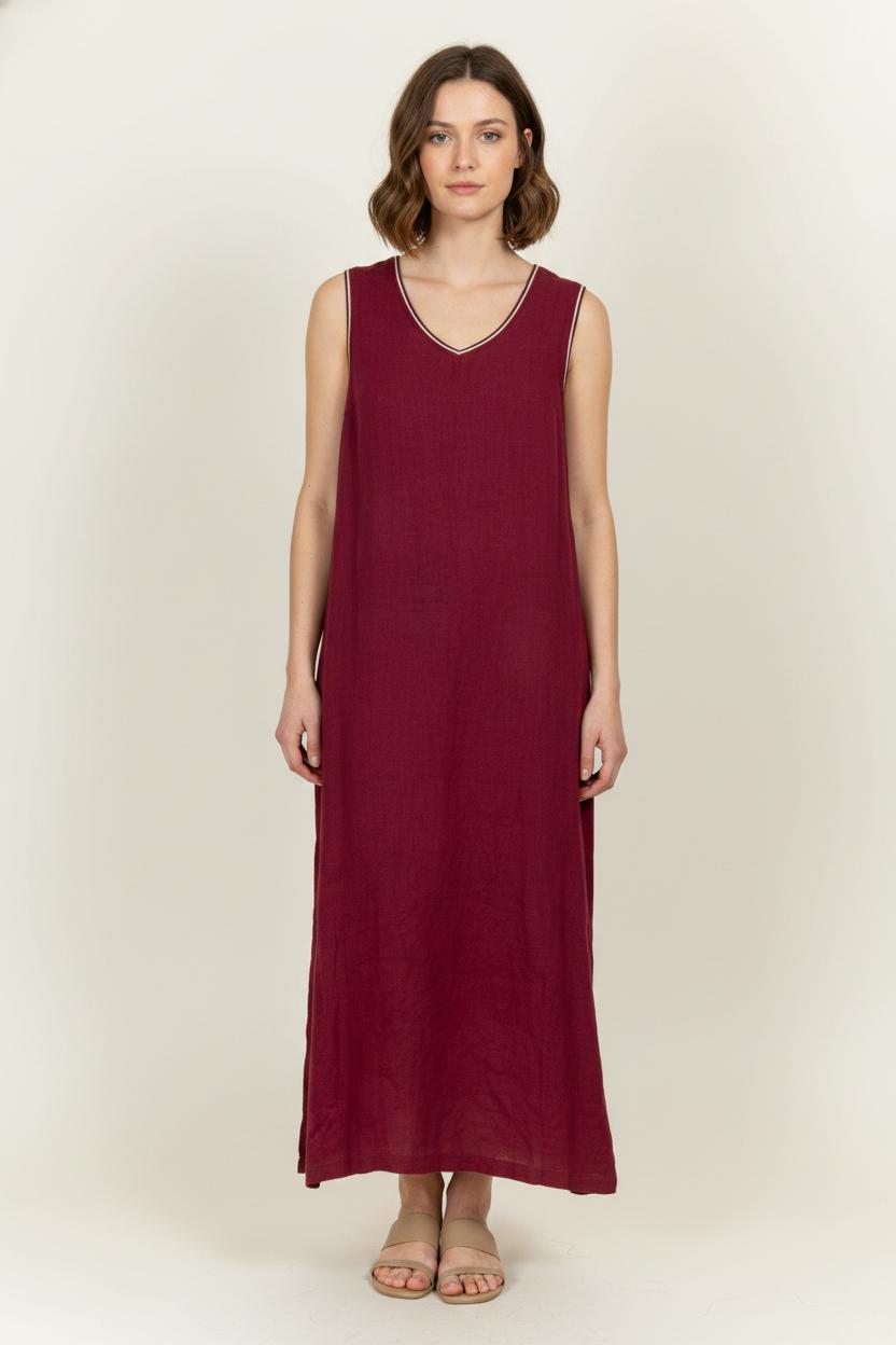 Robe Longue Bordeaux - Taille L/40 de la marque La Fée Maraboutée | PARAD102537 - Vendu par Paradigme - Image 1