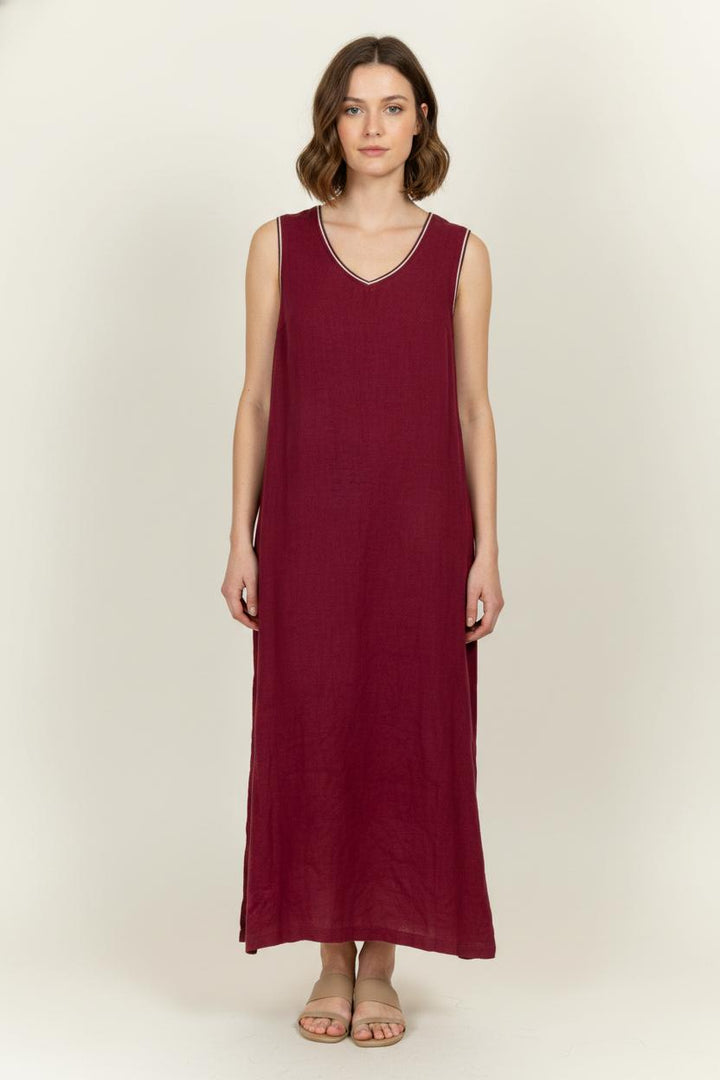 Robe Longue Bordeaux - Taille L/40 de la marque La Fée Maraboutée | PARAD102537 - Vendu par Paradigme - Image 1
